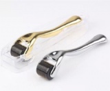 Derma roller with golden or silver hand