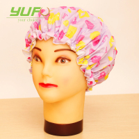 Printed satin double layer shower head cap