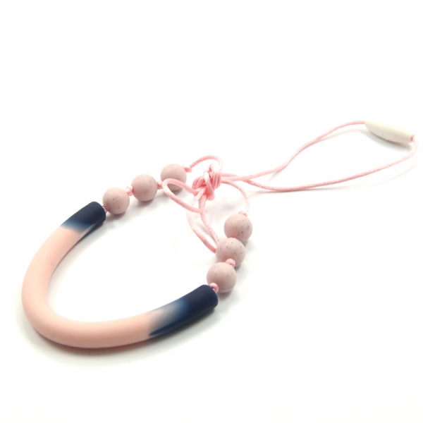 Pink Semi-Ring Mother Silica Necklace Baby Molar Gelatin Toys