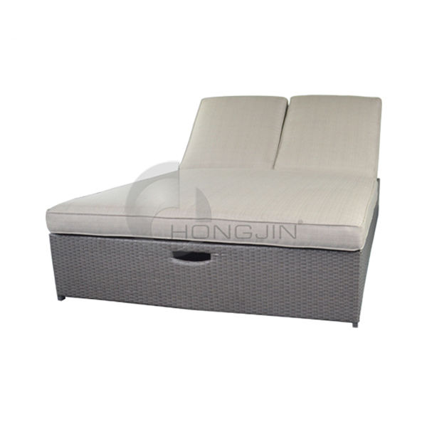 Double Seat Outdoor Rattan Sun Lounge (HJGF0016)