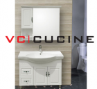 Simple white PVC bathroom vanity with a small cabinet— VC-BEP-05